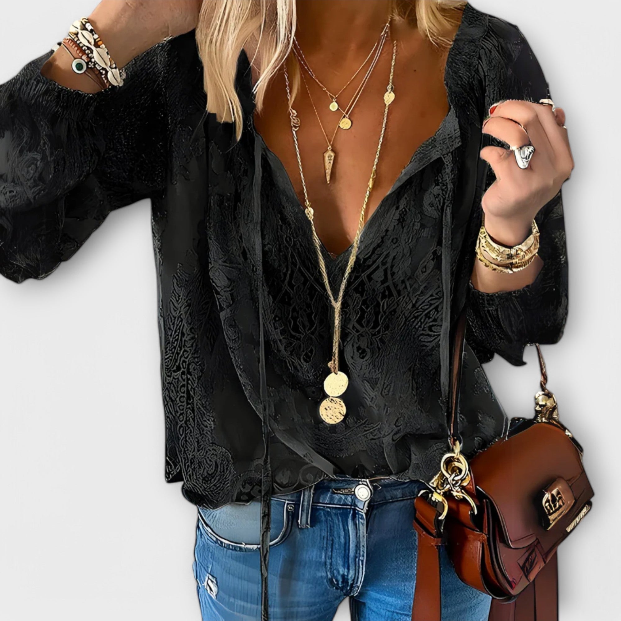Victoria | Women's Boho V Neck Long Sleeve Casual Top