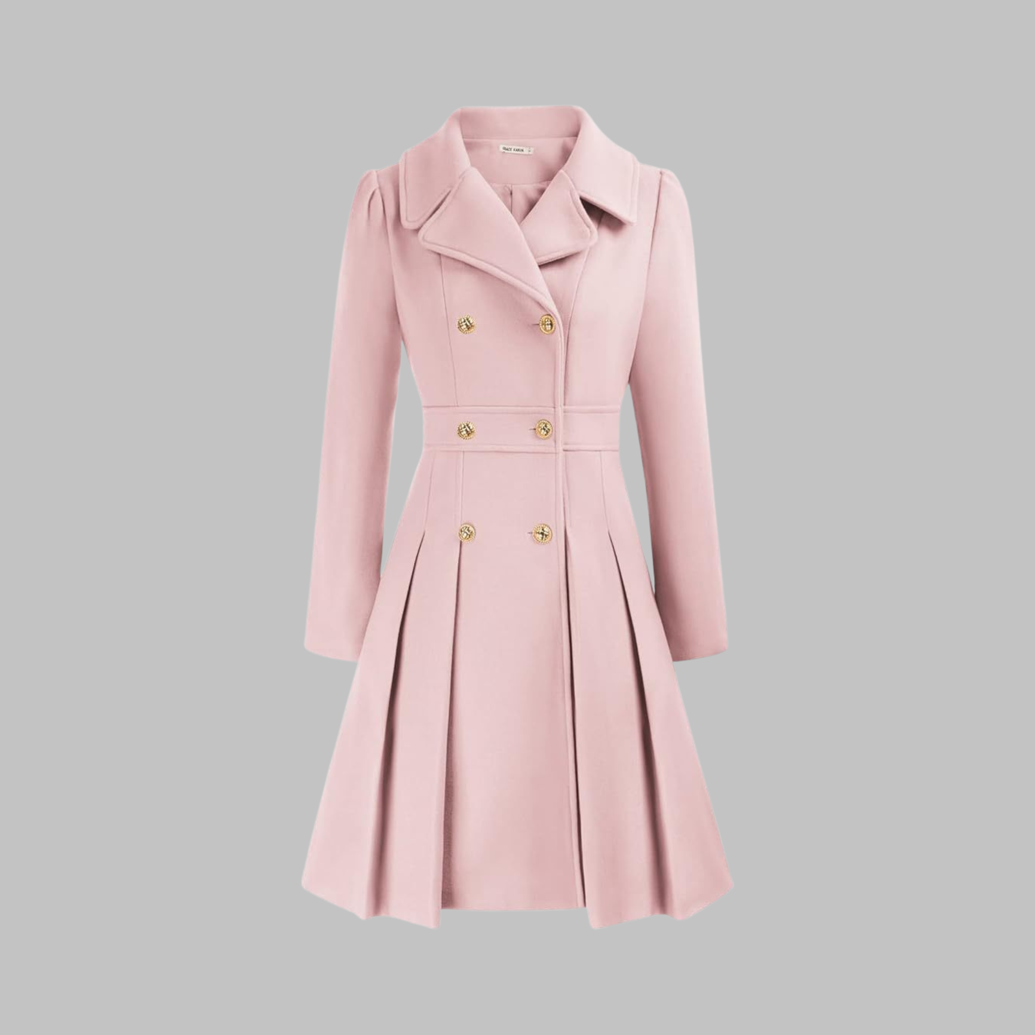 Dami - Classy Double Button Long Sleeve Coat