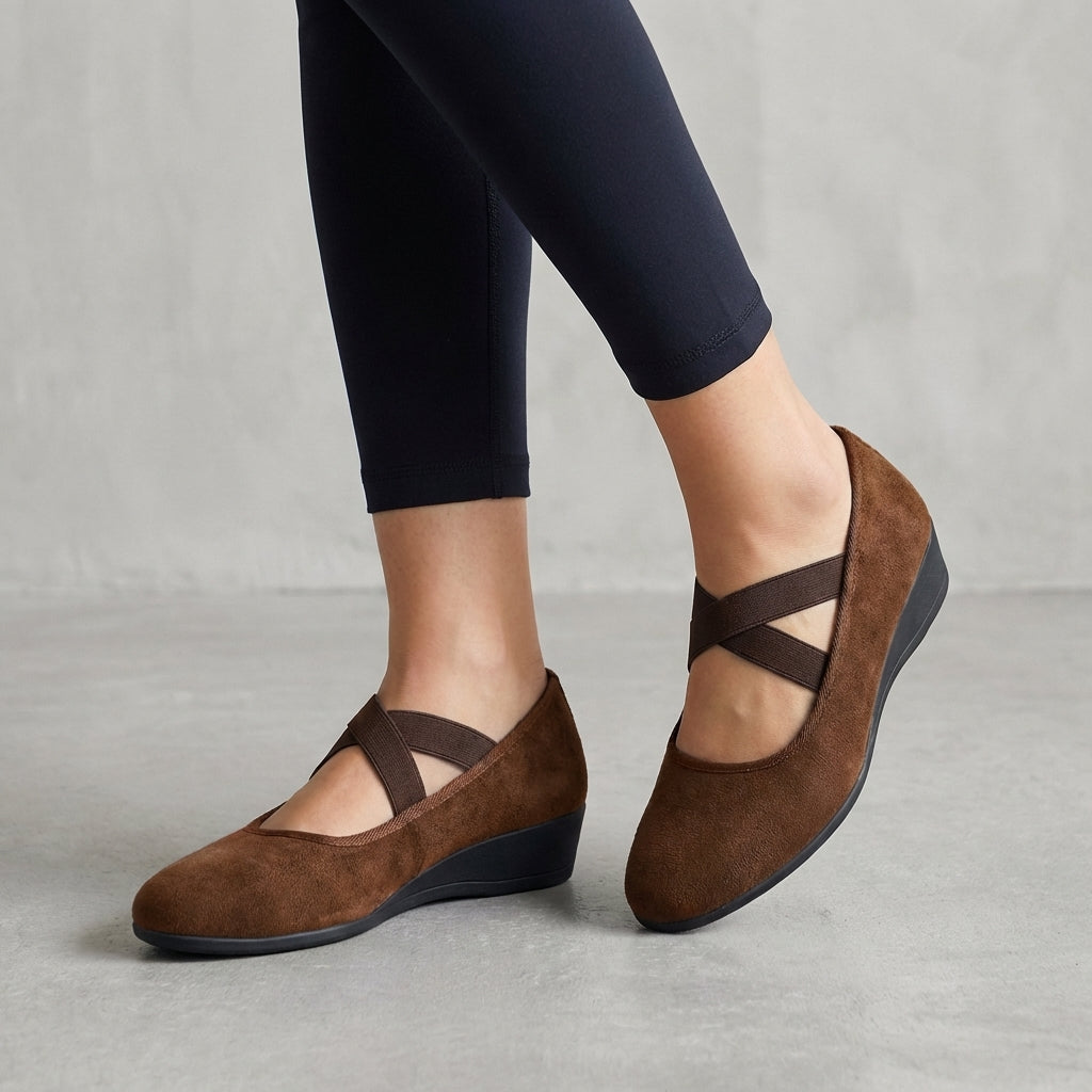 Natalie | Women’s Orthopedic Criss-Cross Strap Wedge Flats