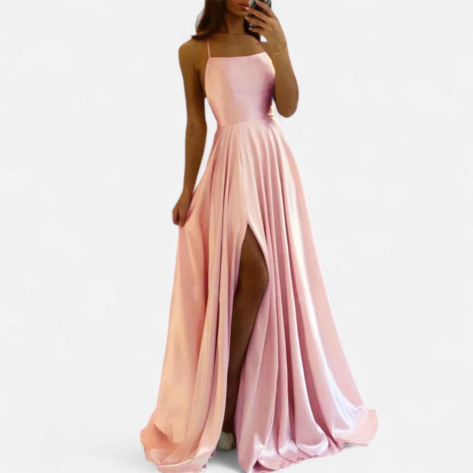 Margaret | Women’s Modern Fit Satin Slit Maxi Dress