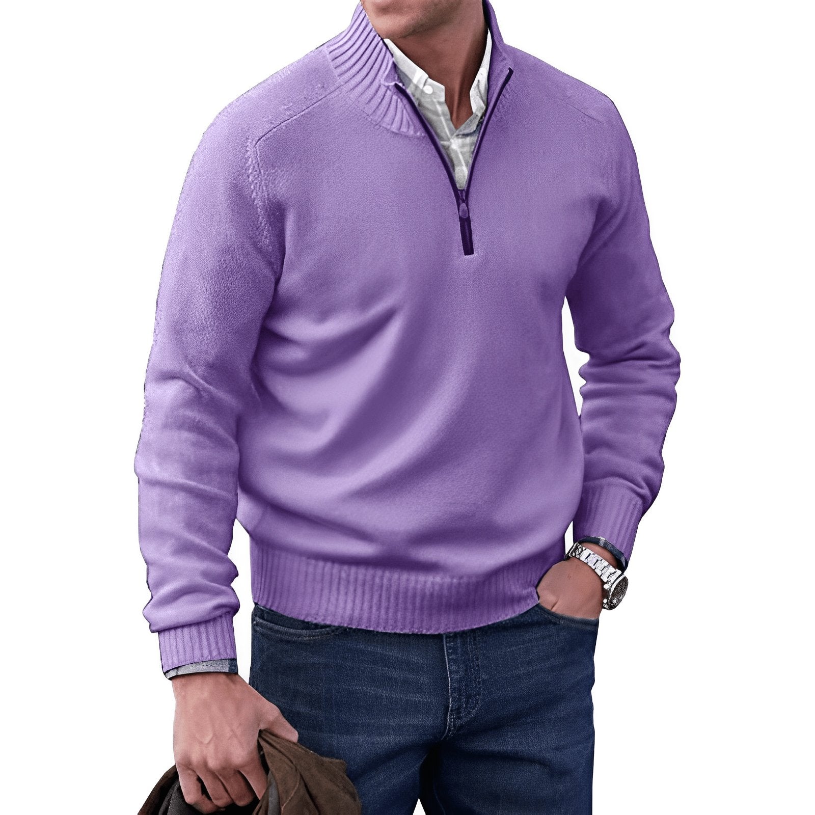 Ryan | Men's Quarter-Zip Knit Pullover Sweater Regular Fit Long Sleeve