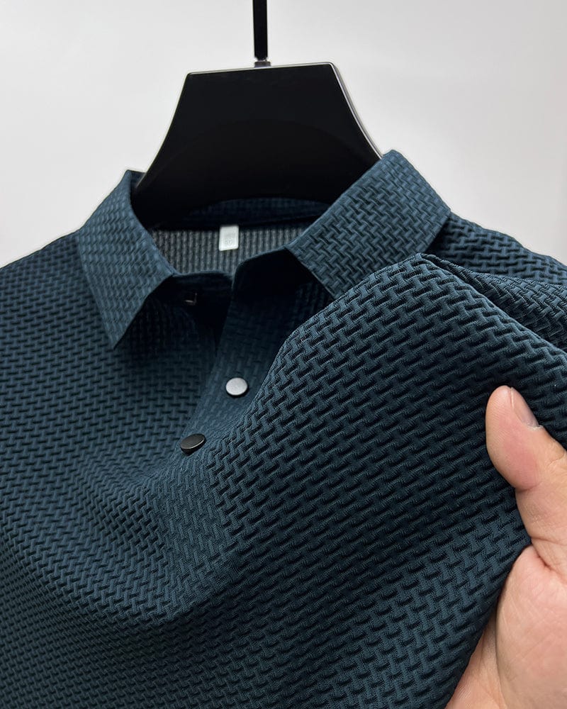 Benjamin | Men's Textured Short Sleeve Button Polo Shirt