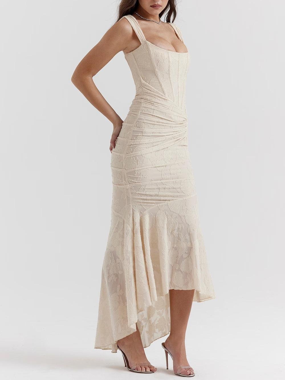 Isabella | Mother of the Bride Dress Corset Jacquard Lace Mermaid Midi