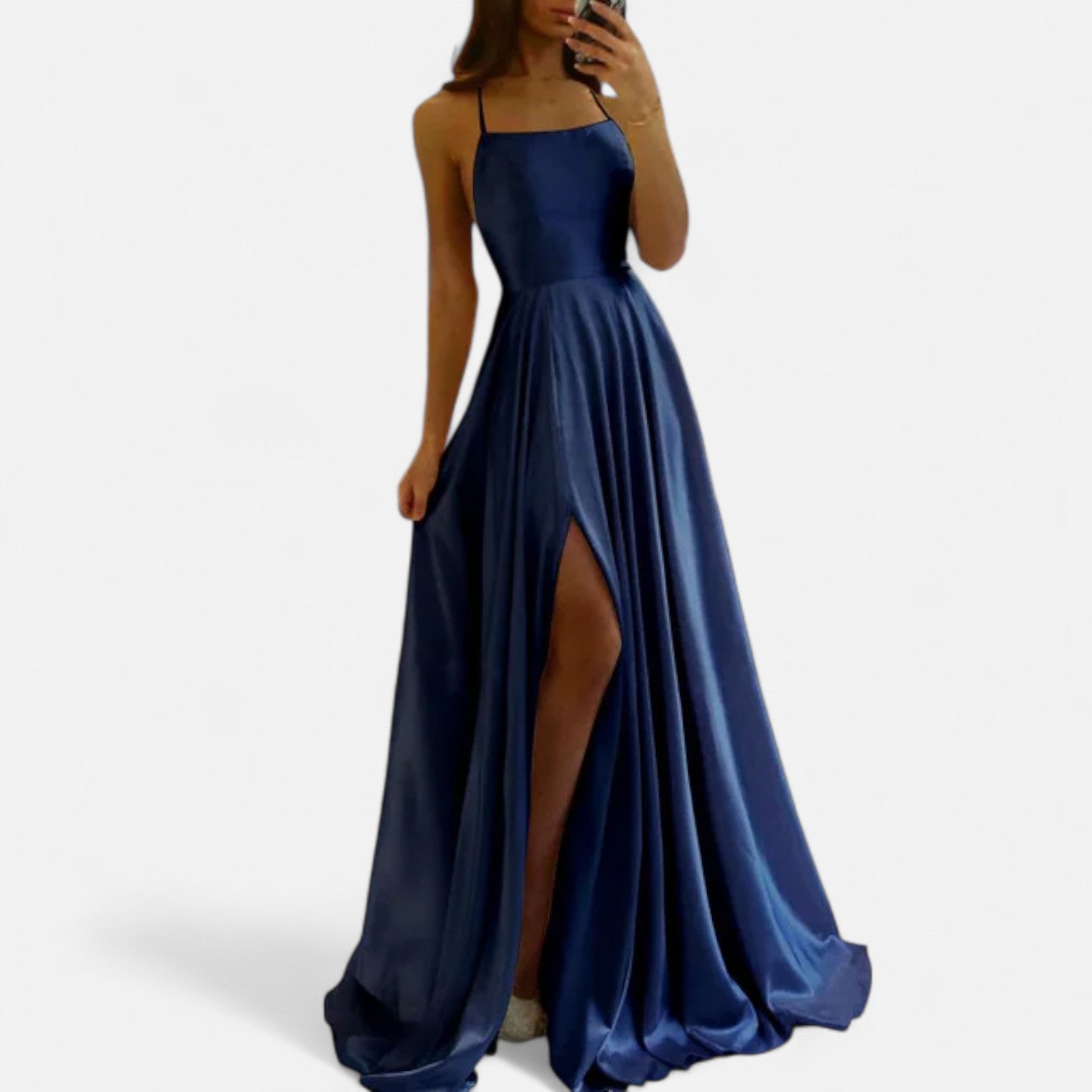 Margaret | Women’s Modern Fit Satin Slit Maxi Dress