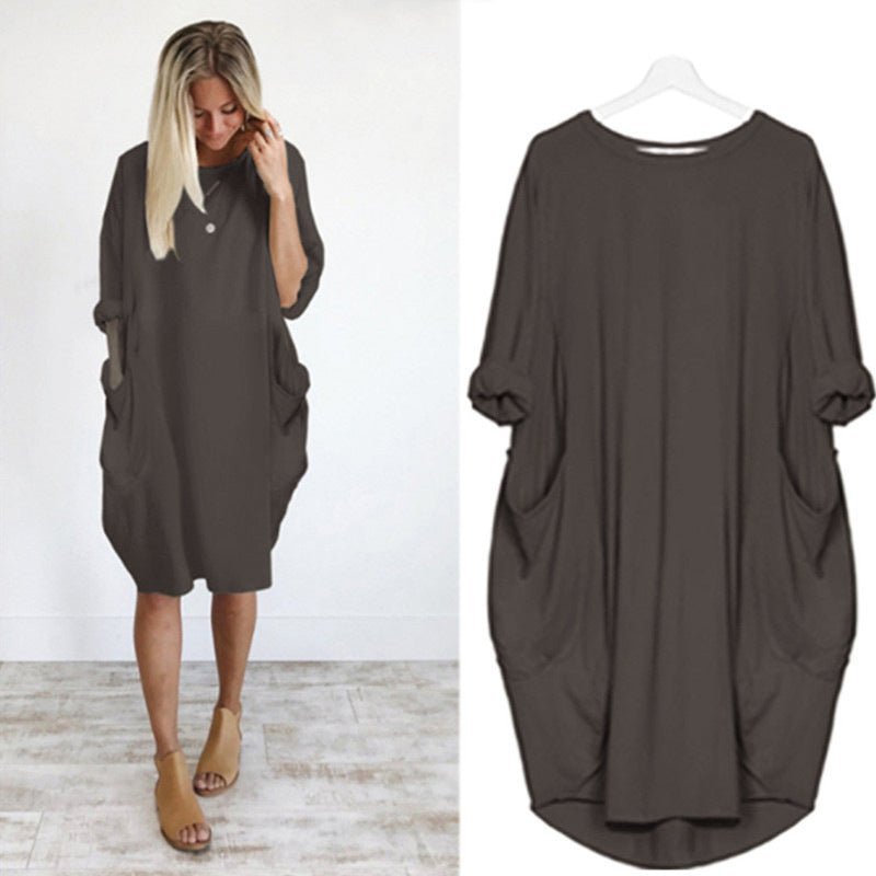 Chloe | Plus Size Midi Dress with Pockets Oversized Casual Comfort