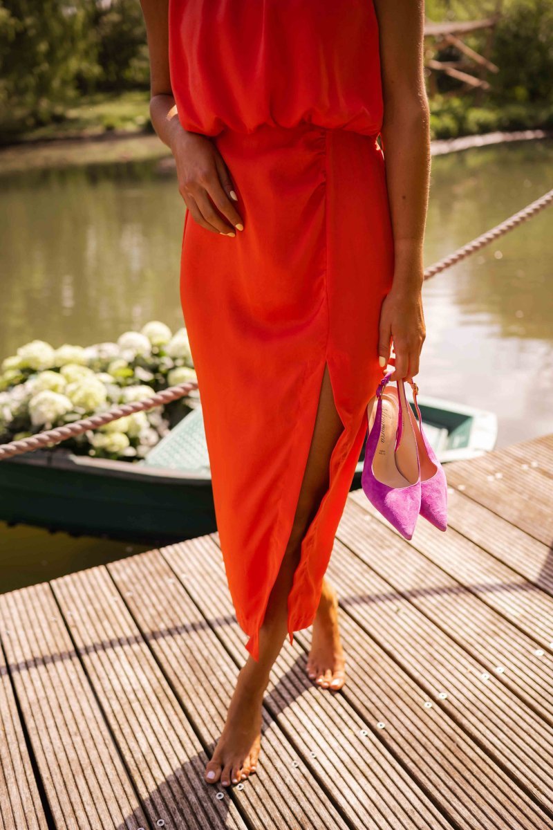 Scarlett | Sleeveless Midi Dress Round Neck Side Slit