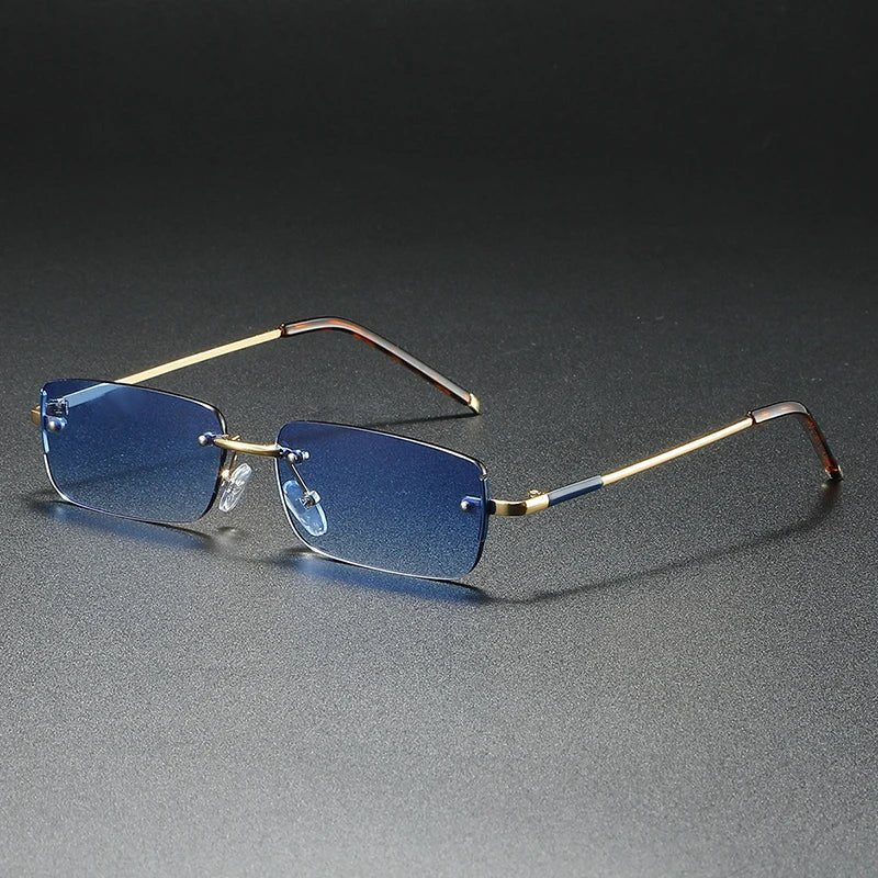 James | Sunglasses Rimless Rectangular Gold Gradient Tinted