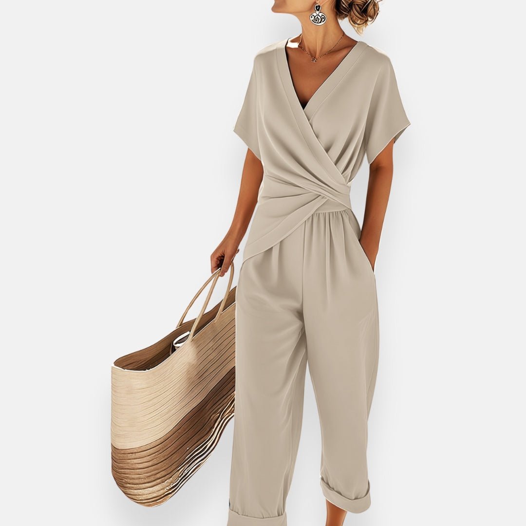 Camila | Two-Piece Set Wrap Top Wide-Leg Pants Draped Bow