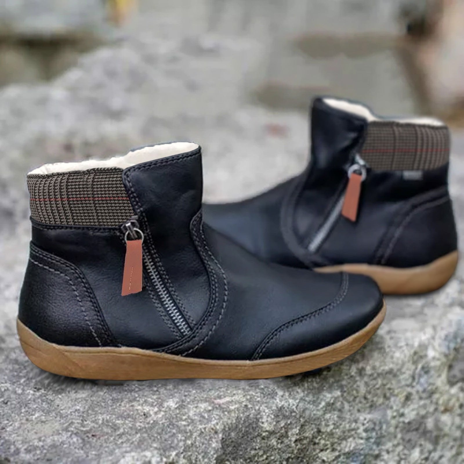 Eleanor | Waterproof Boots Ankle Leather Zipper Women's