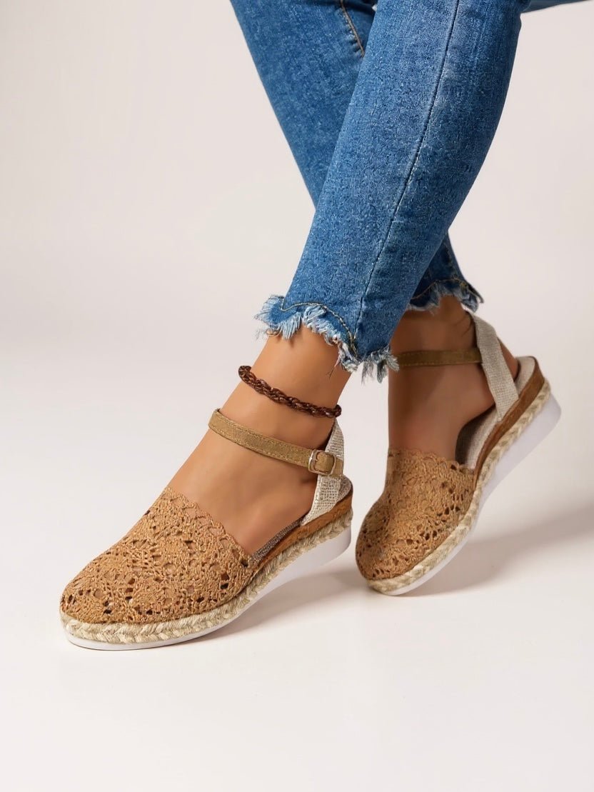 Victoria | Women's Boho Crochet Ankle-Strap Espadrille Comfortable Sandals