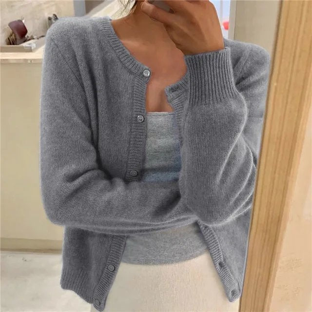 Emma | Women's Button Front Cardigan Cropped Relaxed Fit