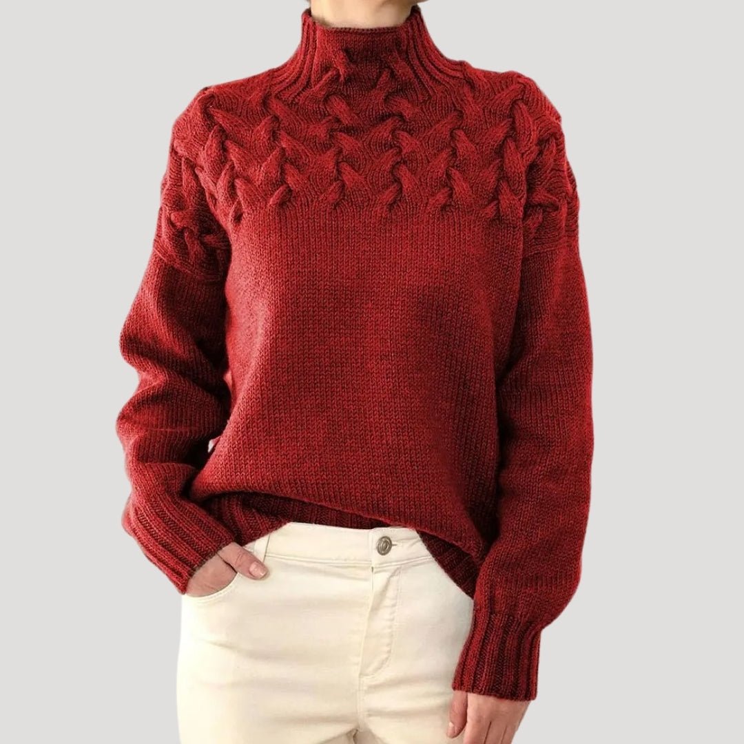 Evelyn | Women's Cable Knit Turtleneck Pullover Sweater