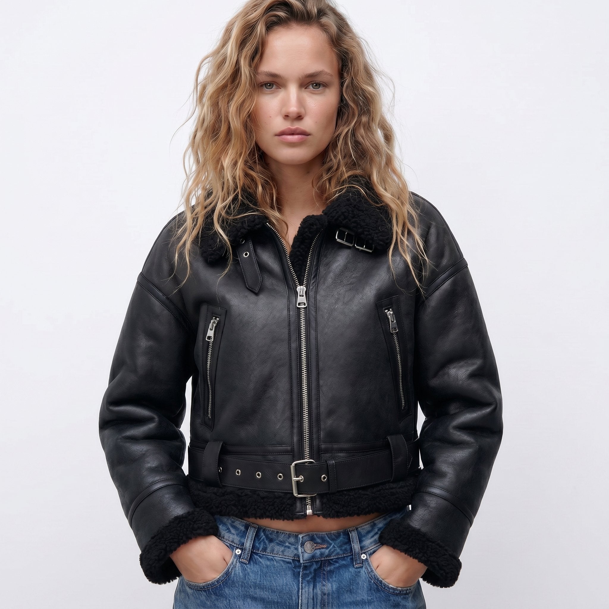 Isabella | Women's Double-Sided Shearling Bomber Jacket