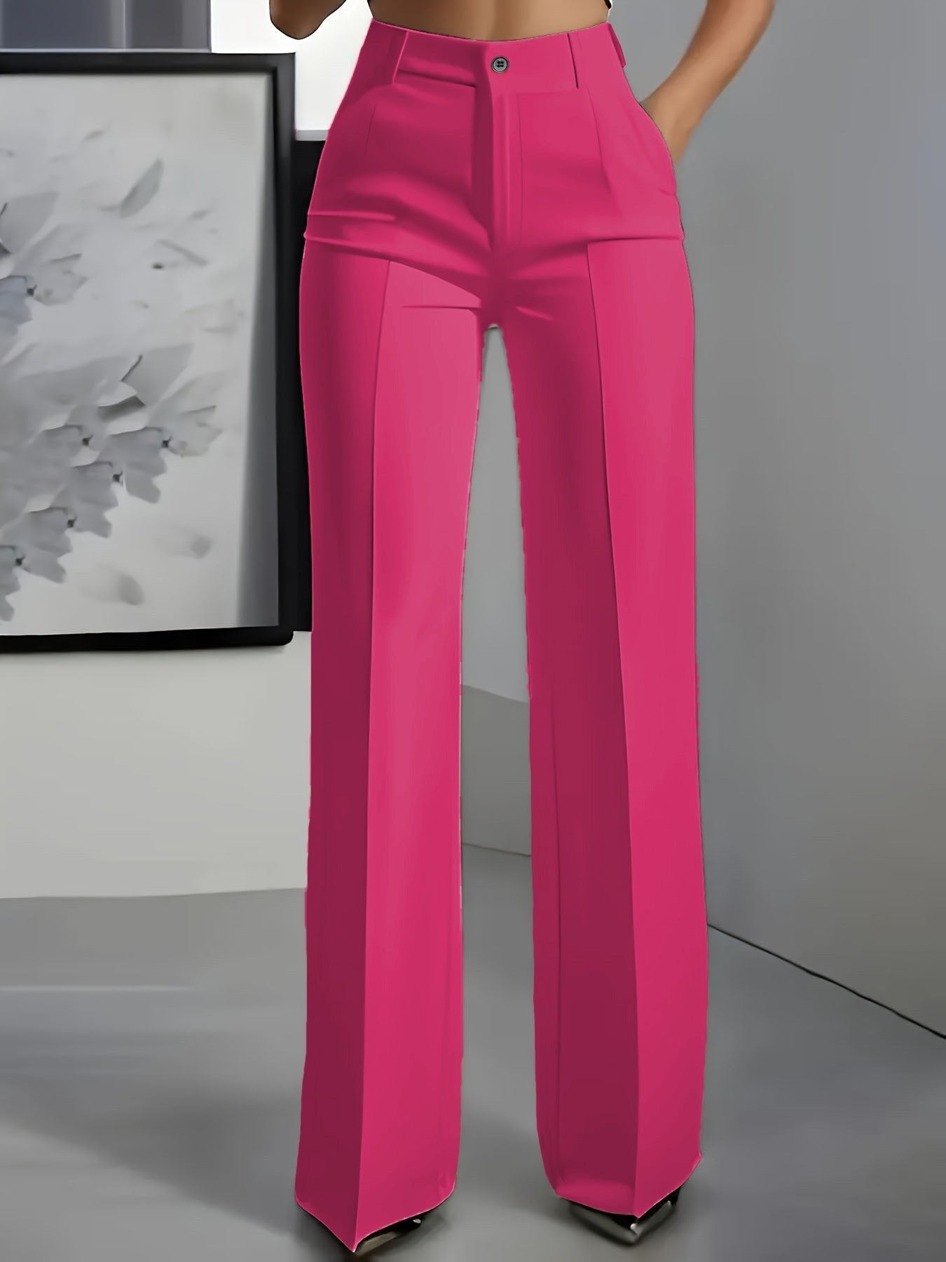 Isabella | Women's High Waisted Wide Leg Pants Front Pleat Straight Fit