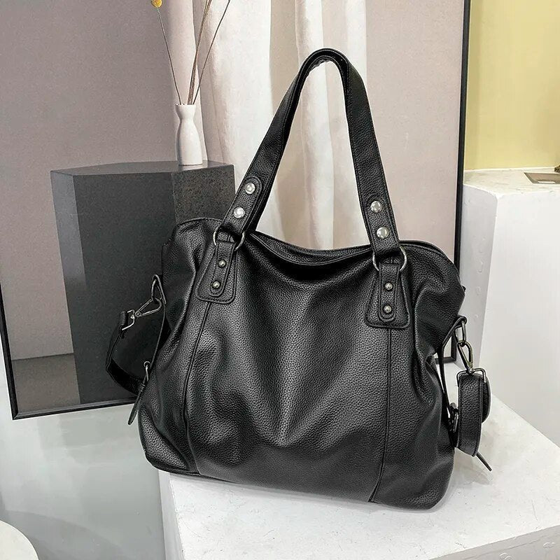 Amelia | Women's Large Capacity Leather Shoulder Tote Bag Studded