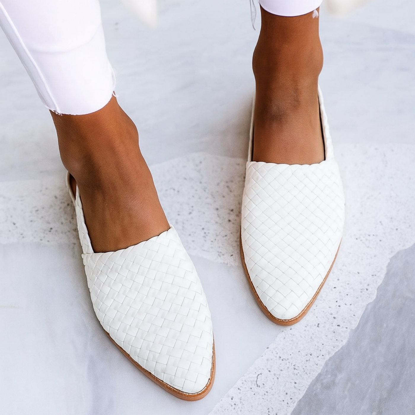 Penelope | Women's Leather Woven Pointed-Toe Slingback Comfortable Sandals
