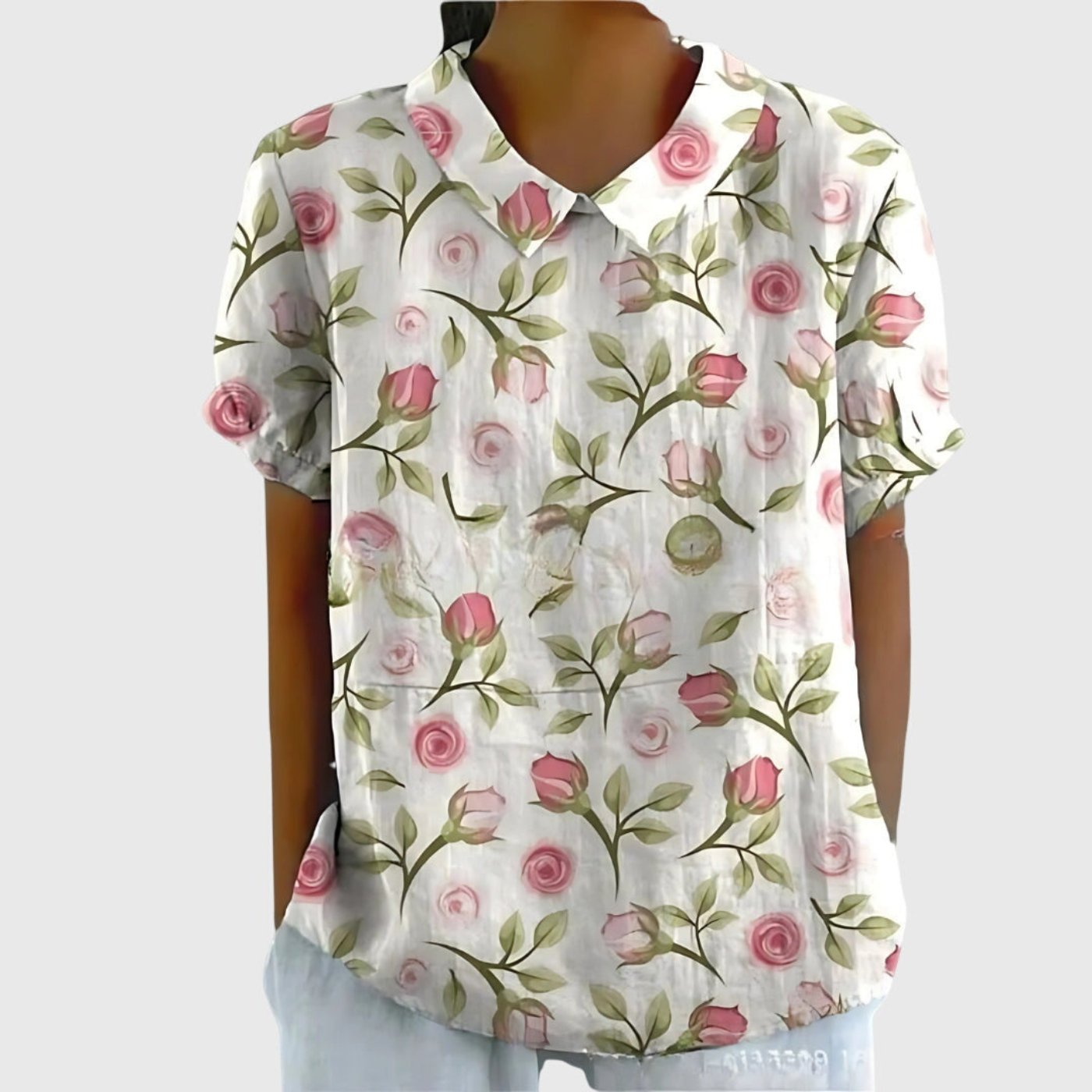 Grace | Women's Linen Short Sleeve Collared Blouse Relaxed Fit