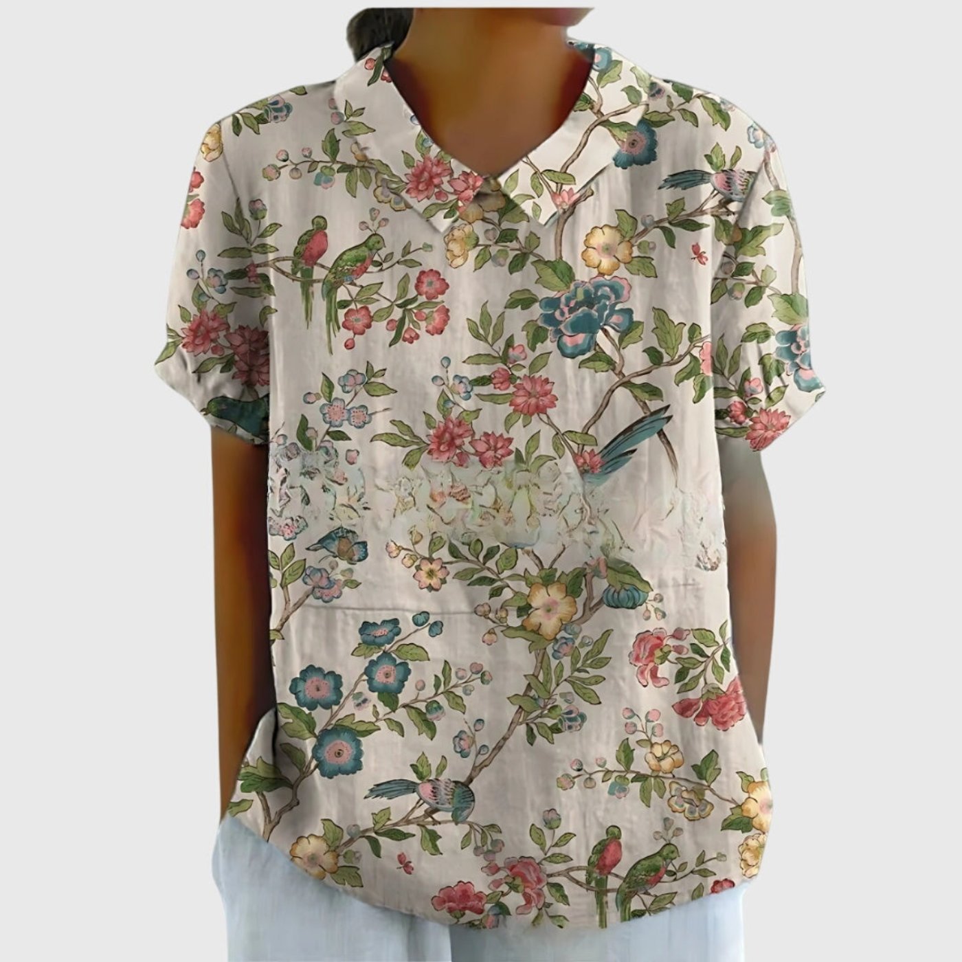 Grace | Women's Linen Short Sleeve Collared Blouse Relaxed Fit