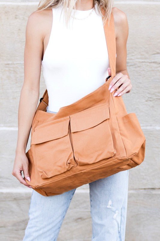Harper | Women's Oversized Black Canvas Tote Bag Crossbody Messenger