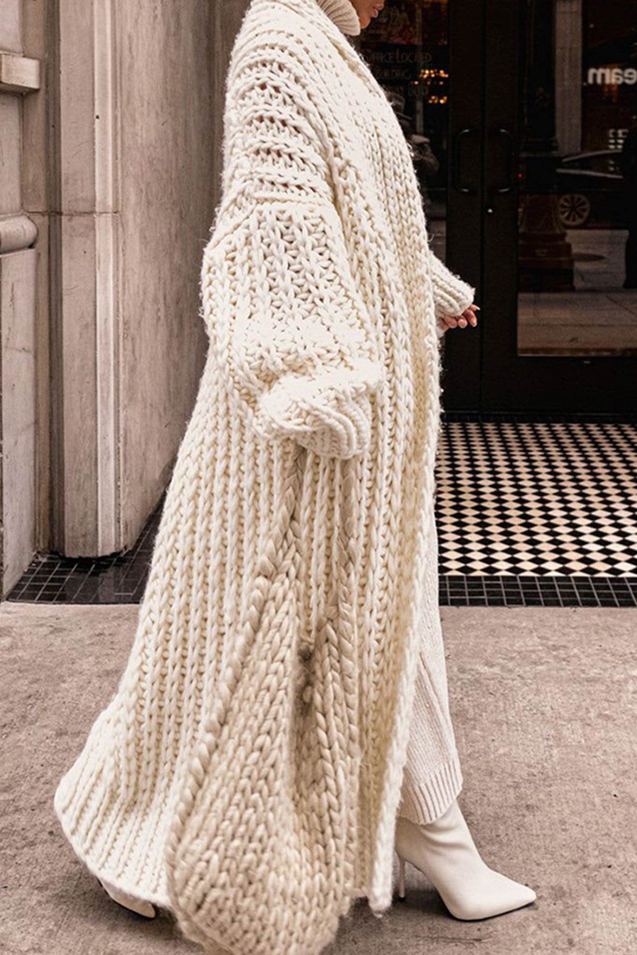 Aria | Women's Oversized Open-Front Chunky Knit Longline Cardigan