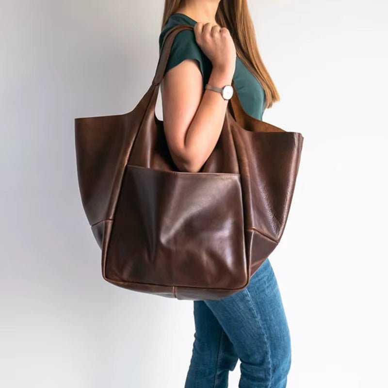 Harper | Women's Oversized Vegan Leather Magnetic Closure Tote Bag