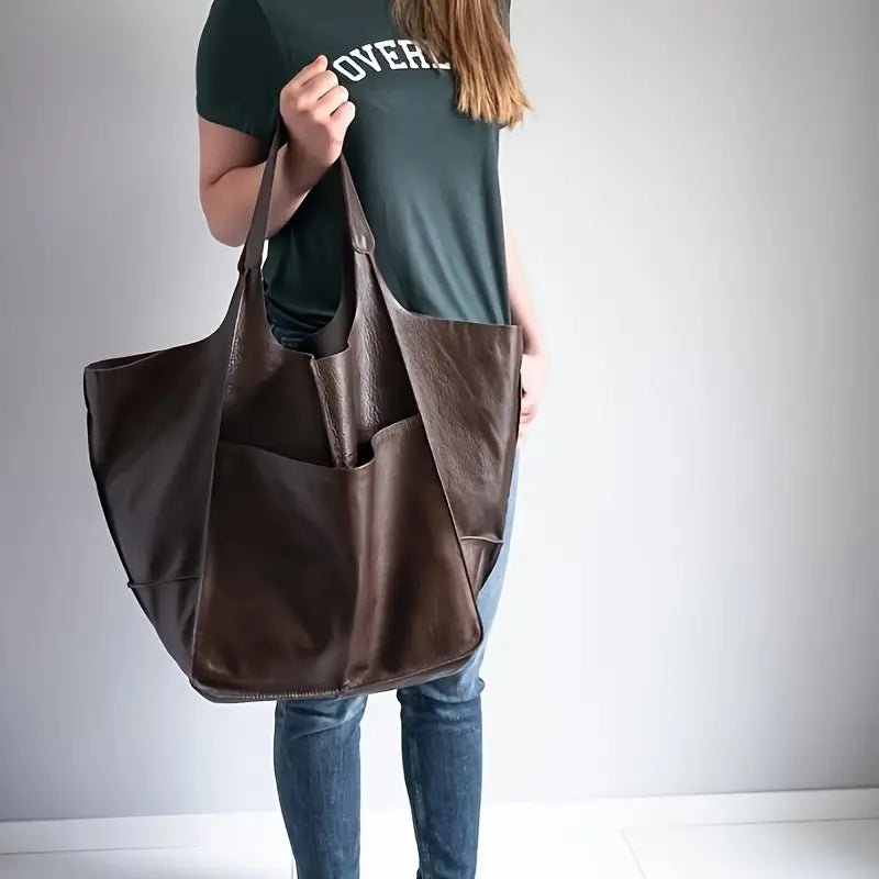 Harper | Women's Oversized Vegan Leather Magnetic Closure Tote Bag