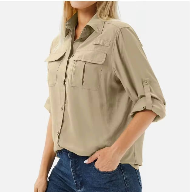 Aria | Women's UPF 50 Long Sleeve Hiking Shirt Roll-Up Safari