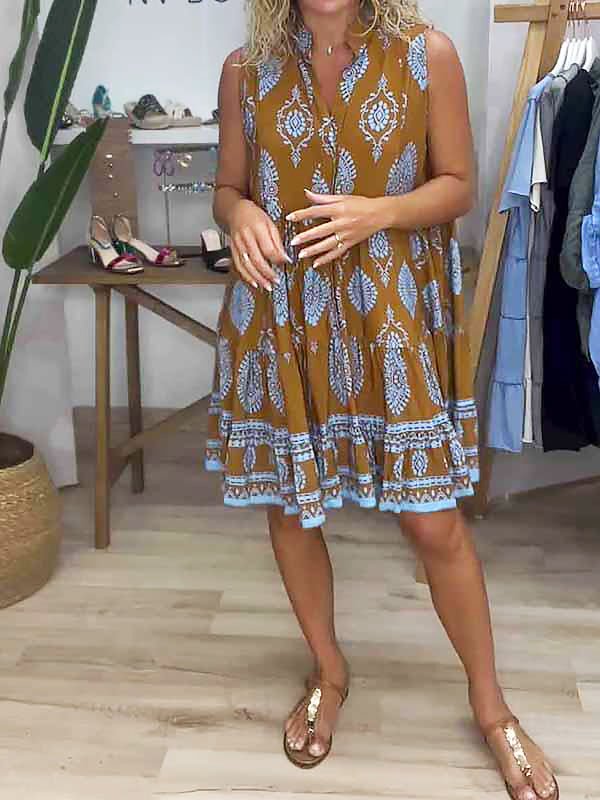 Millie | Women's Boho Printed Sleeveless Mini Dress