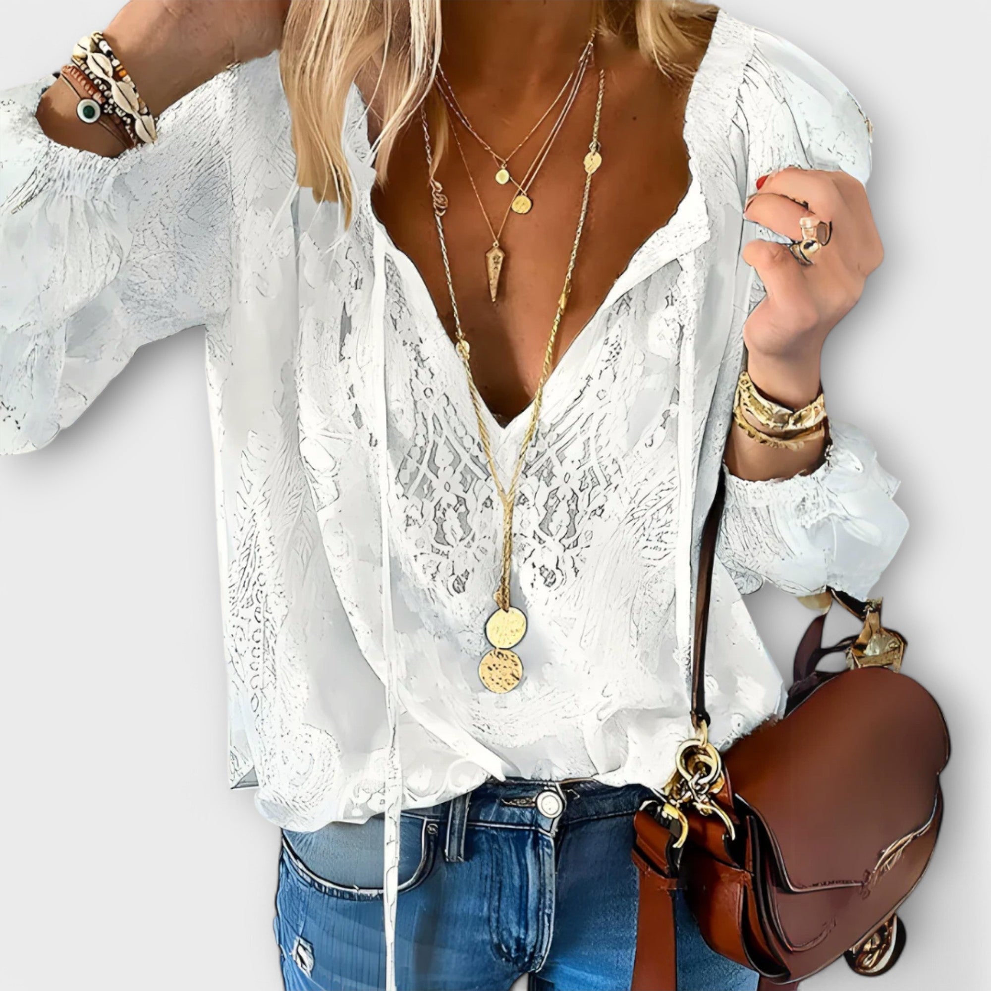 Victoria | Women's Boho V Neck Long Sleeve Casual Top