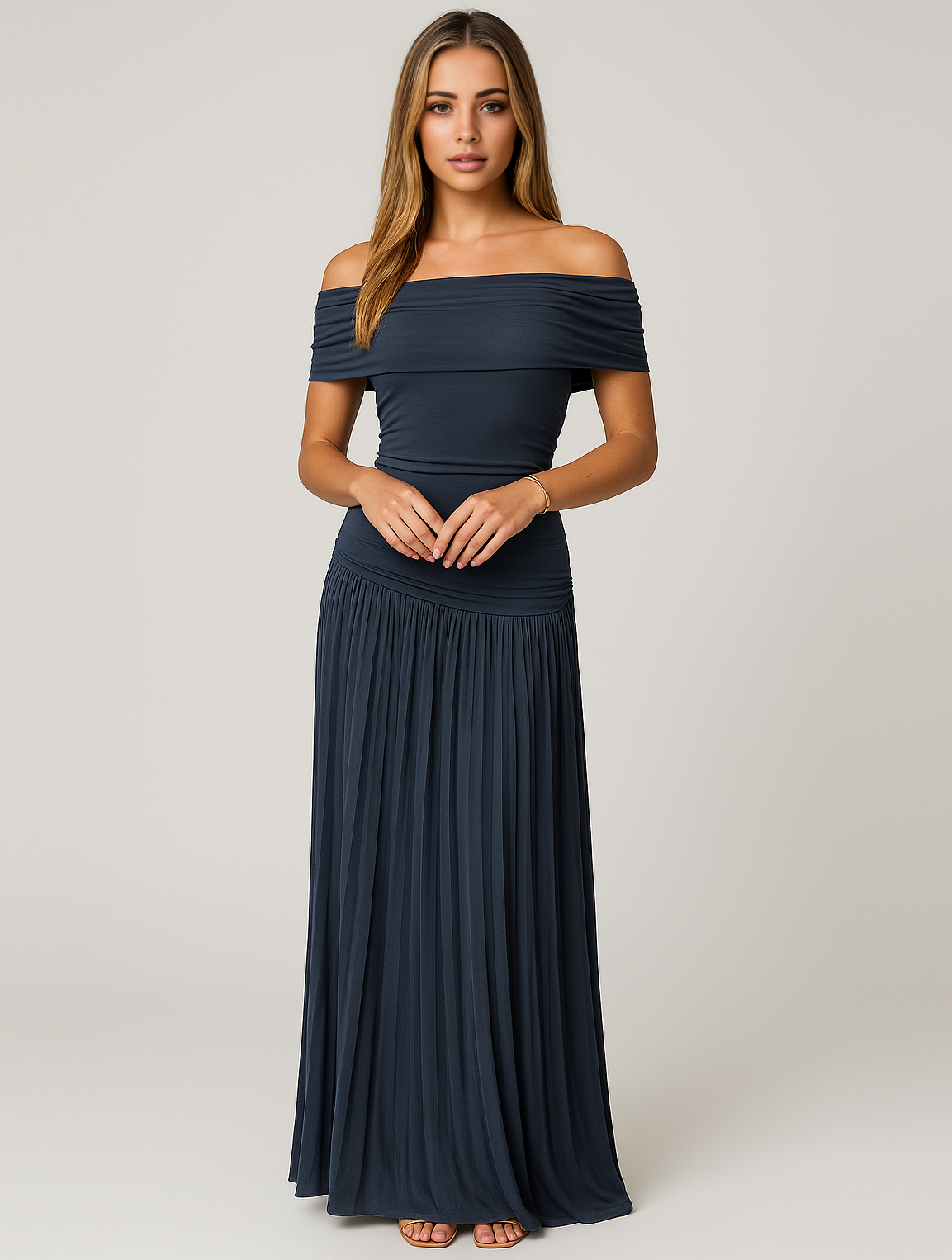 Bella | Women's Wedding Guest Pleated Maxi Dress