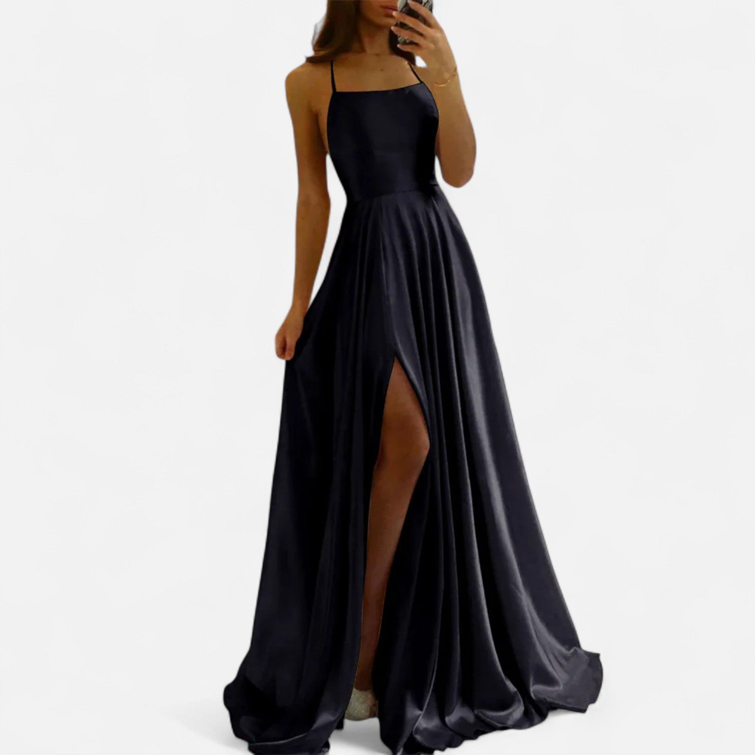 Margaret | Women’s Modern Fit Satin Slit  Maxi Dress