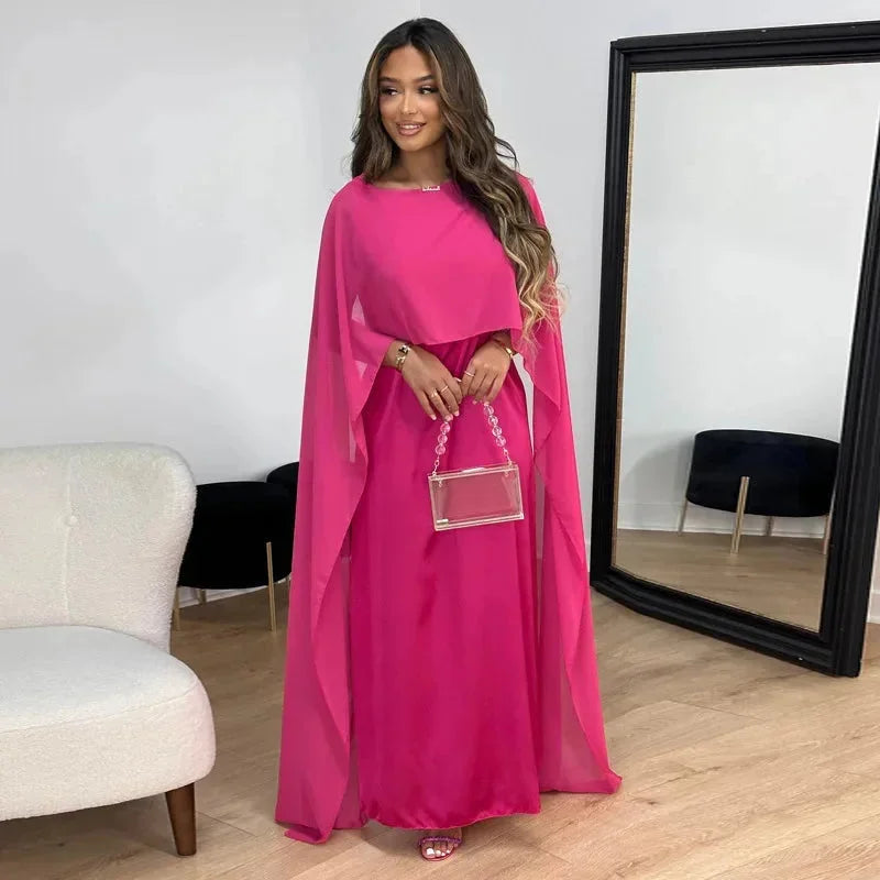 Lily | Women's Wedding Guest Cape Maxi Dress