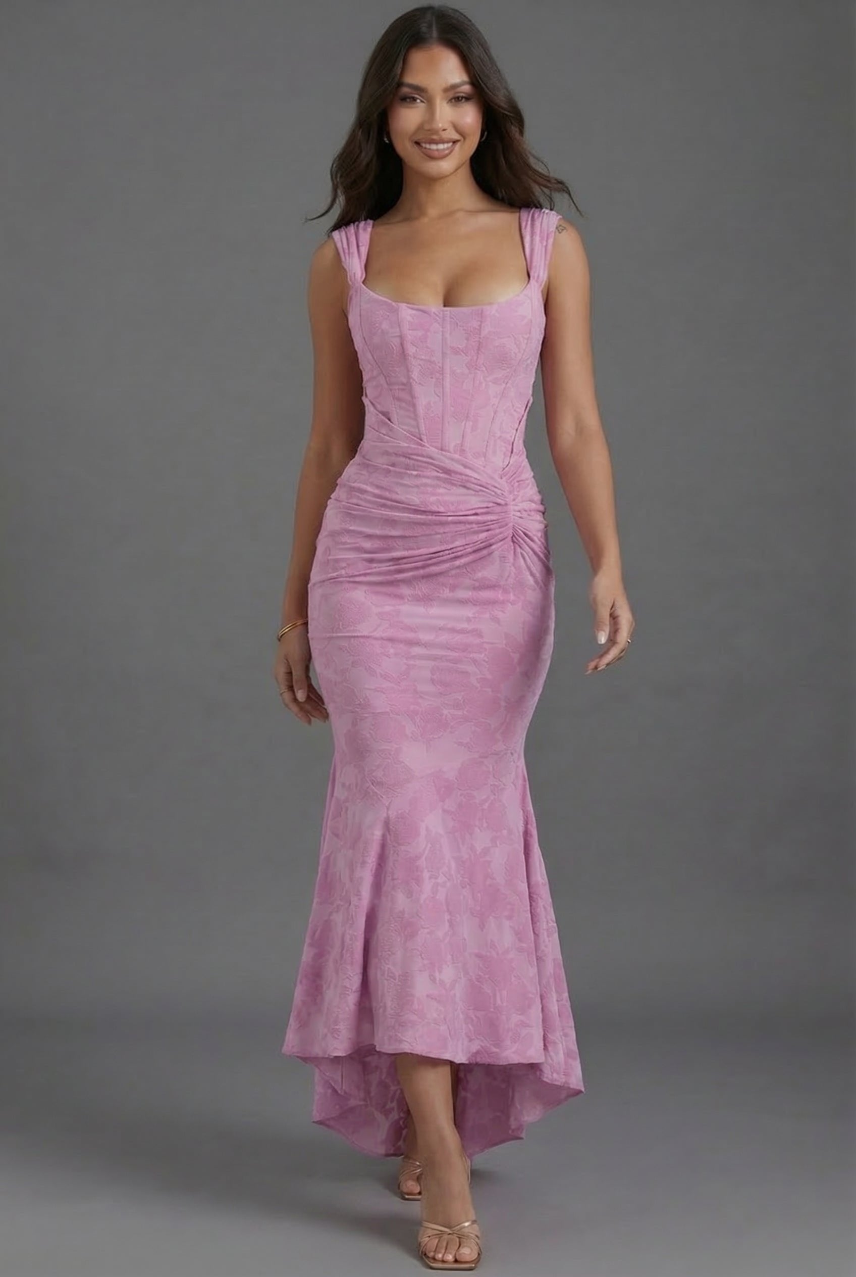 Olivia | Maxi Dress Corset Bodice Ruched Waist Fishtail Hem