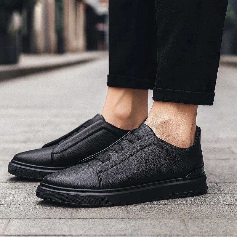 Oliver | Men's Leather Slip-On Sneakers Elastic Strap Casual