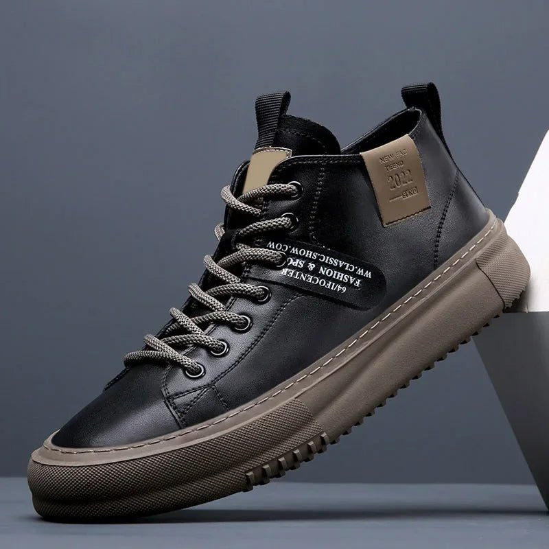 Jackson | Men's Leather Sneakers Lace-Up Casual High-Top