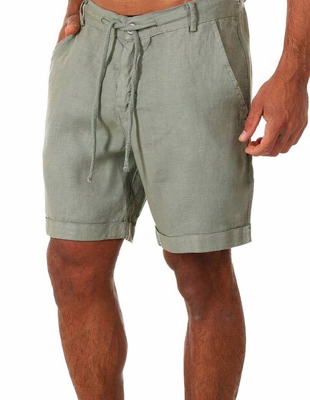 Oliver | Men's Linen Shorts Cuffed Drawstring Mid Length Summer