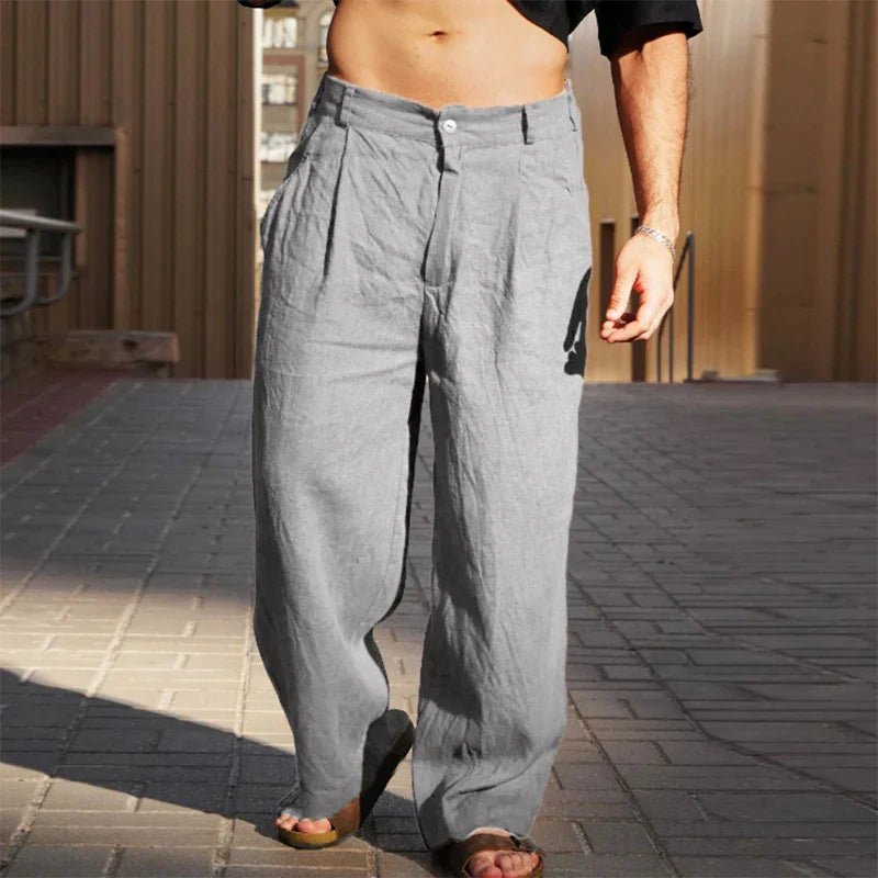 Caleb | Men's Linen Wide-Leg Pants Pleated Relaxed Fit Summer