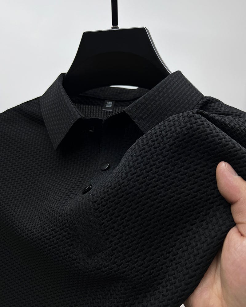 Benjamin | Men's Textured Short Sleeve Button Polo Shirt