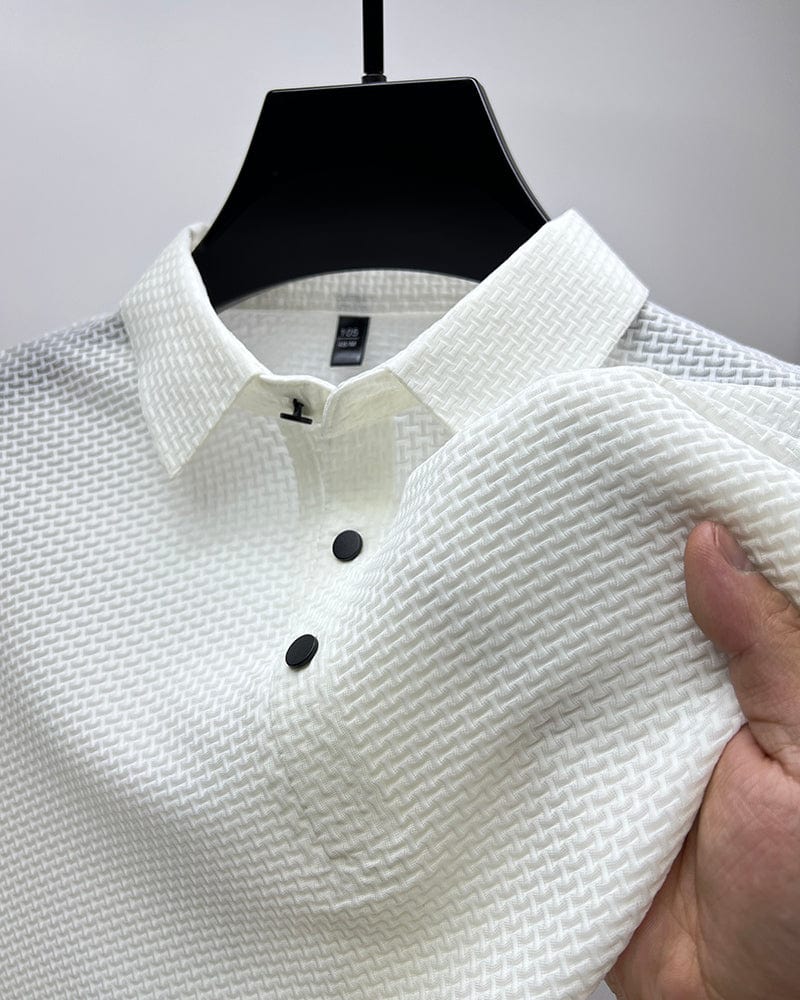 Benjamin | Men's Textured Short Sleeve Button Polo Shirt