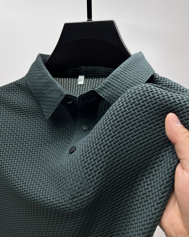 Benjamin | Men's Textured Short Sleeve Button Polo Shirt