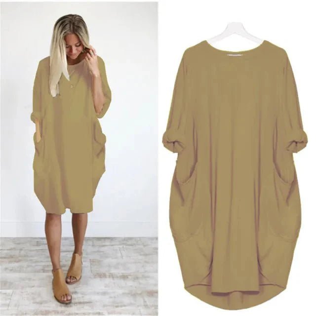 Chloe | Plus Size Midi Dress with Pockets Oversized Casual Comfort
