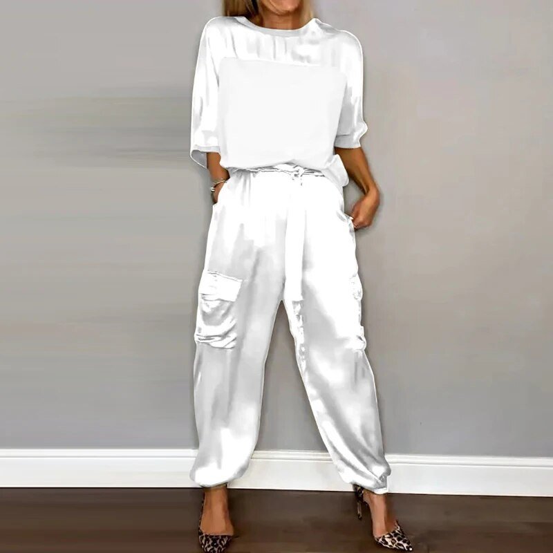 Charlotte | Plus Size Two Piece Set Cargo Pants Drawstring Utility