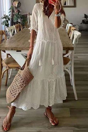 Florence | Women's Boho Floral Short Sleeve Maxi Dress