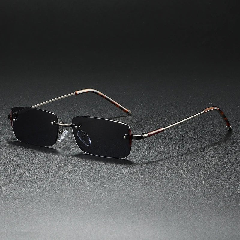 James | Sunglasses Rimless Rectangular Gold Gradient Tinted