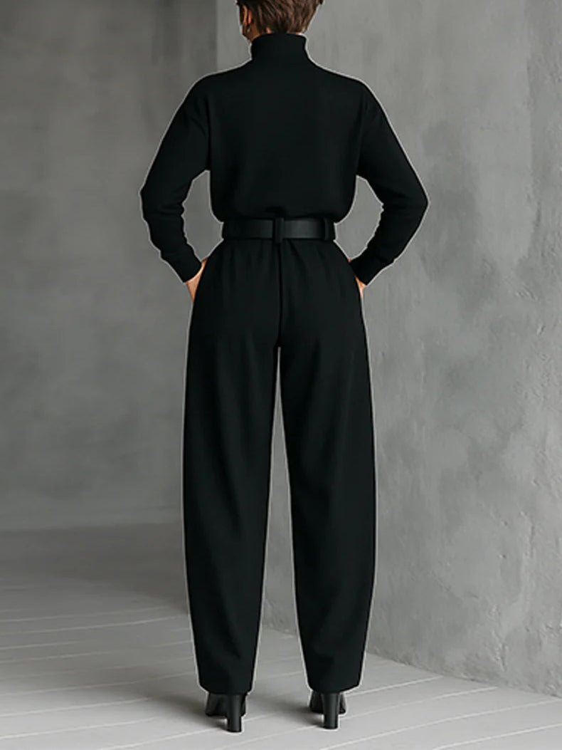 Luna | Turtleneck Jumpsuit Set Long Sleeve High Waist Belt