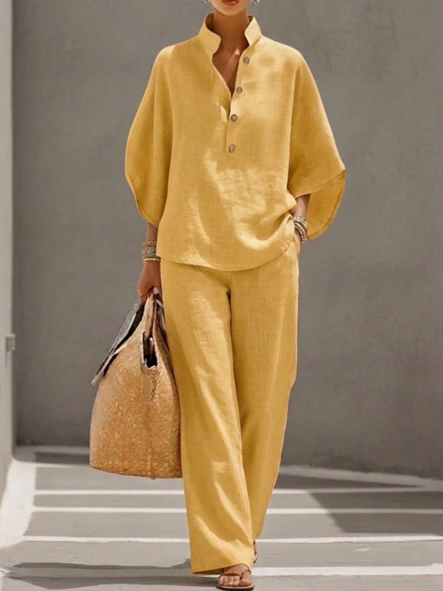 Madison | Two Piece Set Batwing Top Wide Leg Pants Elastic Waist
