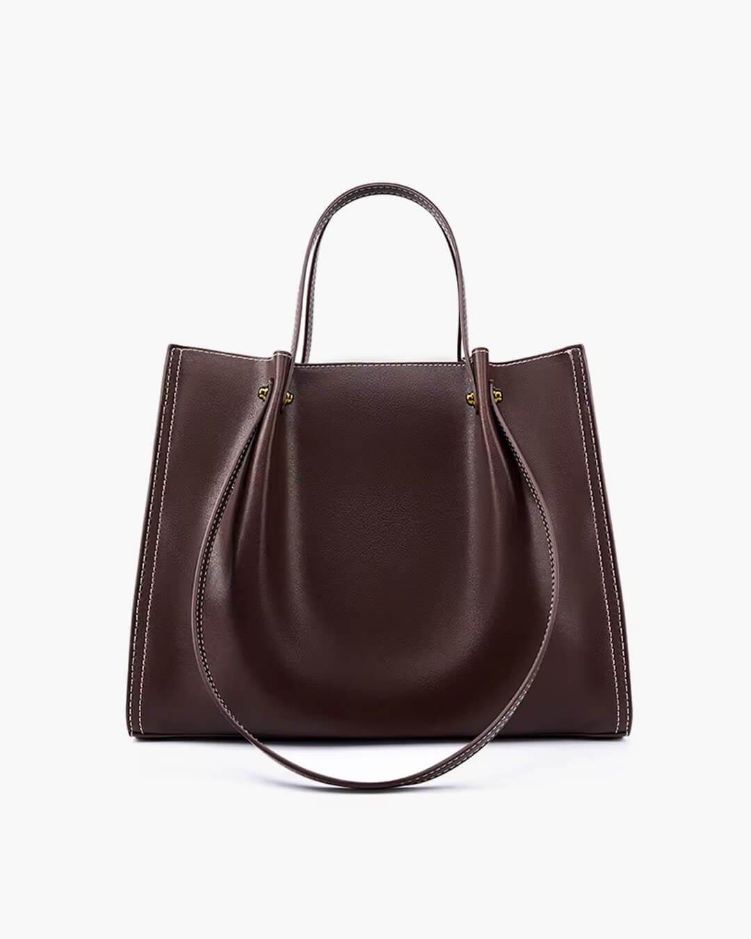 Charlotte | Vegan Leather Minimalist Contrast-Stitch Tote Bag