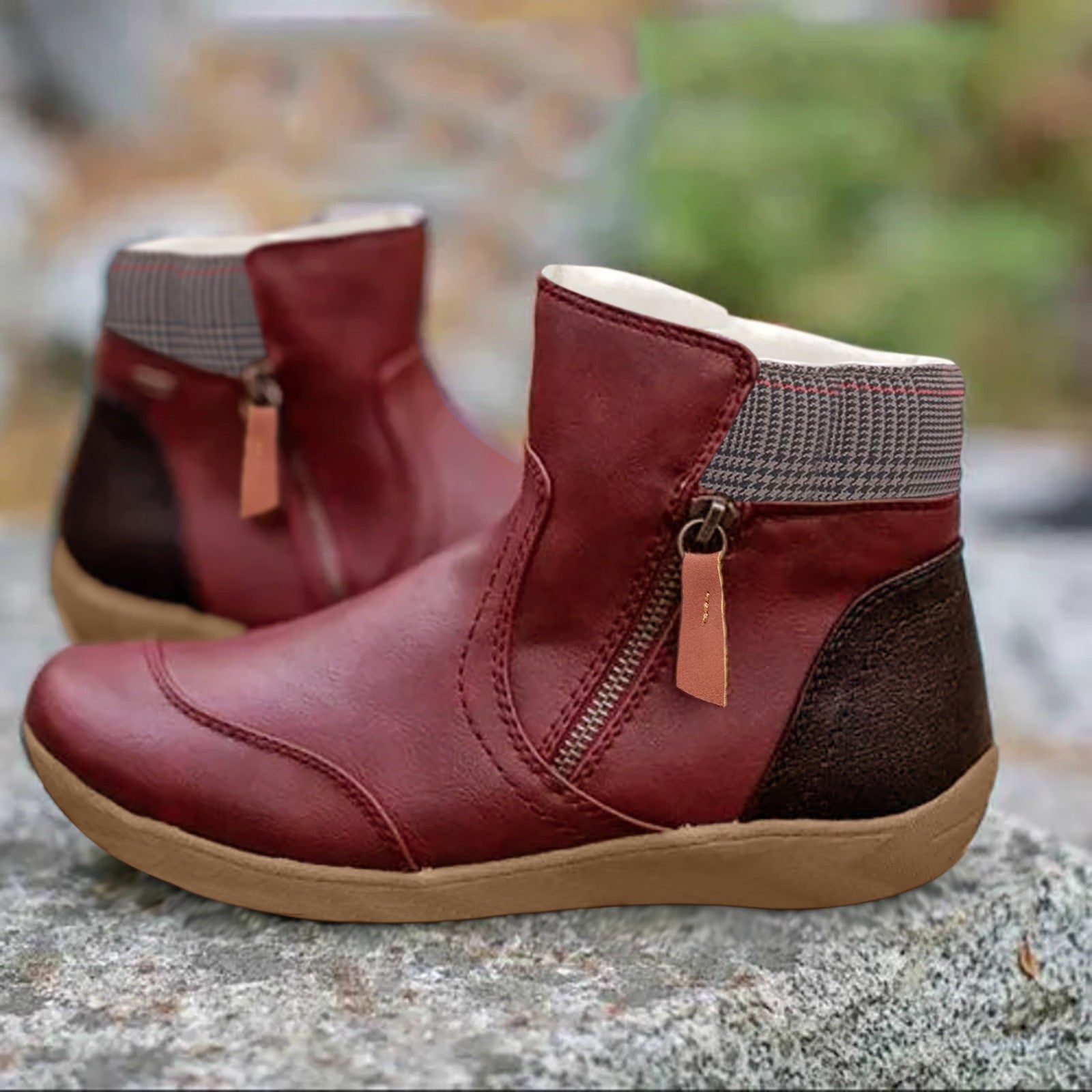 Eleanor | Waterproof Boots Ankle Leather Zipper  Women's