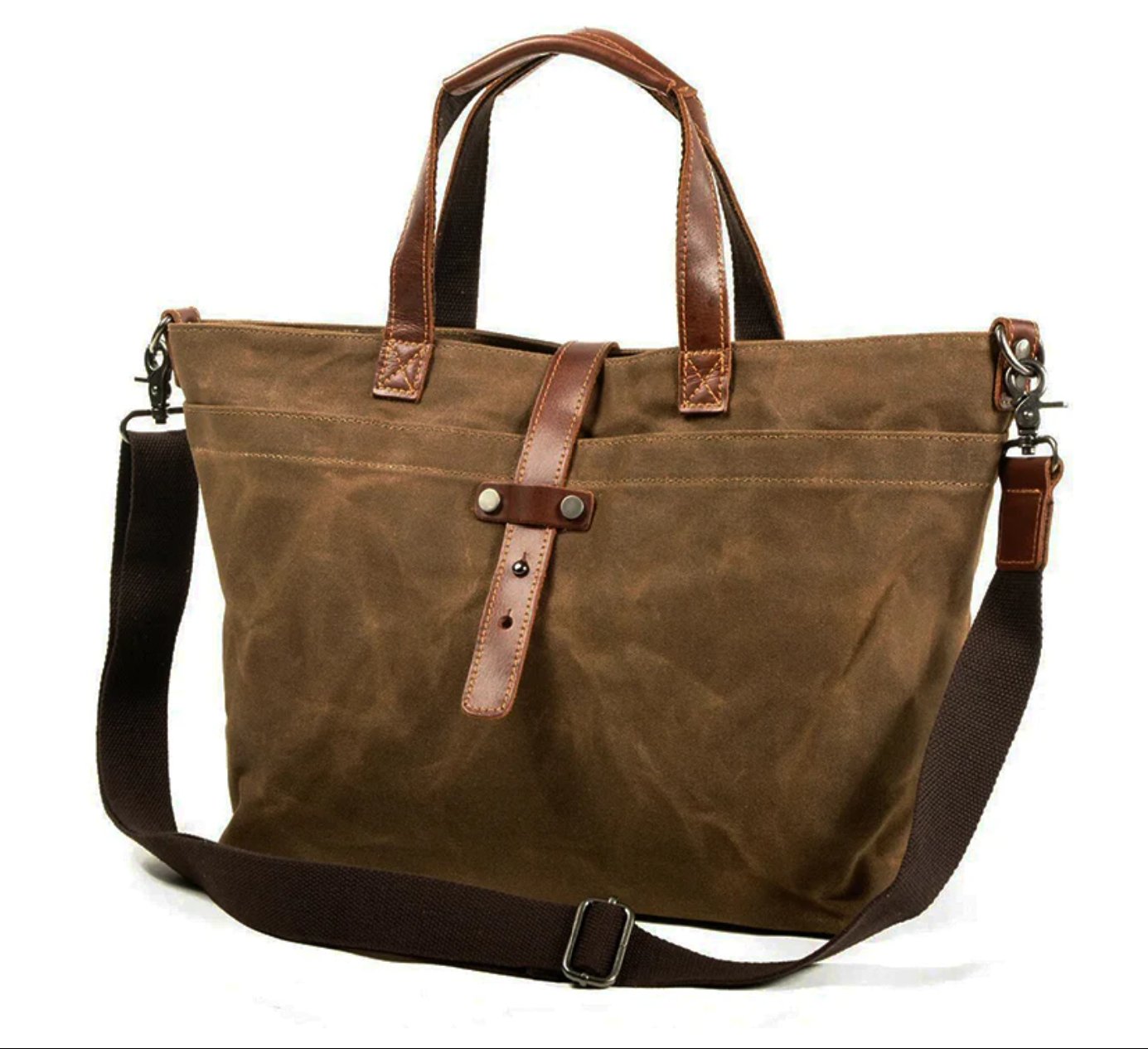 Aiden | Waxed Canvas Leather-Trim Weather-Resistant Tote Bag
