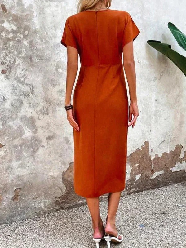 Chloe | Women's Wrap V Neck Midi Wedding Guest Dress